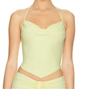 Lovers + Friends Light Yellow Halter Swim Coverup